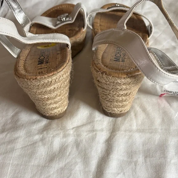 Michael Kors Silver and White Espadrille  Wedge Sandals. Size 5. New with Tags - Picture 5 of 7